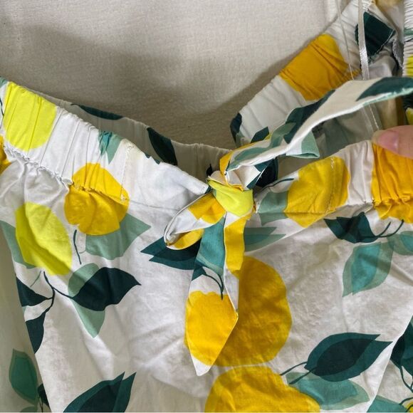 Who What Wear Top Women’s Yellow White Lemon Print Tie Front Off The Shoulder 0X - Picture 4 of 9